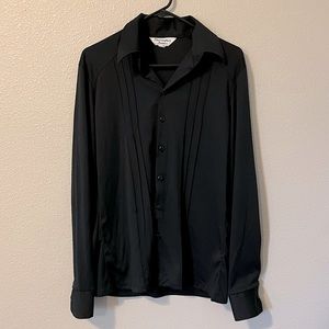 Vintage 60/70s Men's Christopher James Black Button Down Size L